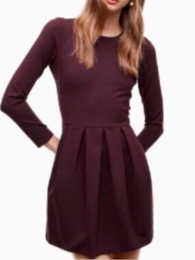 Aritzia Talula Pleated Skirt Dress in Deep Plum